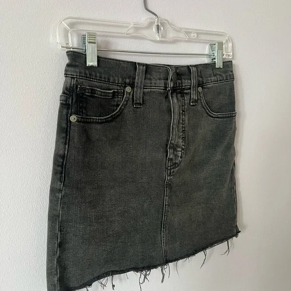 Madewell Distressed Black Denim Mini Skirt - Picture 2 of 7